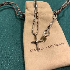 David Yurman Cable  Cross Necklace  Diamonds